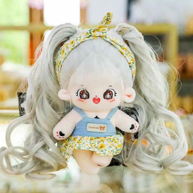 oem Custom 20 cm kpop korean idol rag plush dolls with wigs soft fiber