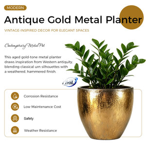 Pot de fleurs moderne en métal plaqué or, style glamour pour plantes vertes d'intérieur, personnalisable - Product Image 6