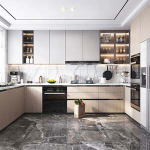 Modern Acrylic Sheet Beige Color Kitchen Cabinets <b>Small</b> Furniture Whole Set Mobile Home PVC Cuisine <b>Unit</b> PU Kitchen Cabinets - Product Image 5