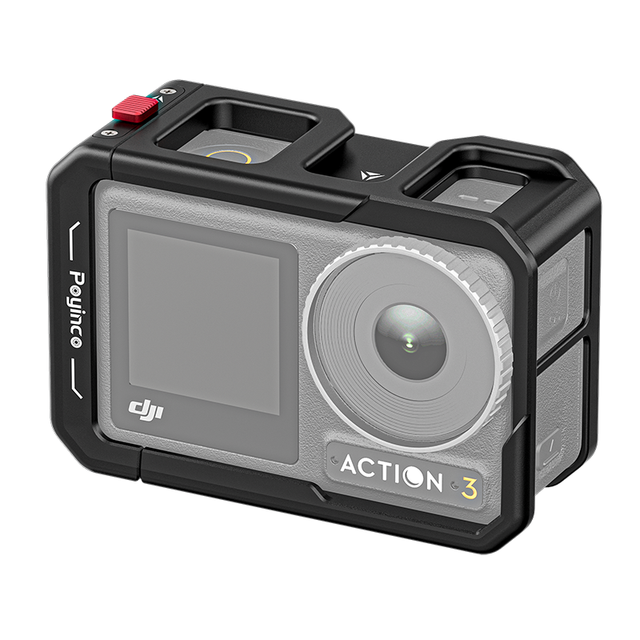Poyinco Lightweight Aluminum Alloy Quick Release Protective Camera Cage for Action 5 Pro 4 3 Cold Shoe Frame
