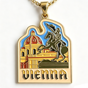 Collar con Colgante de Ángel Esmaltado del Monumento Histórico de Viena - Joyería Chapada en Metal, Moderna y Tradicional, Souvenir Austriaco para Viajeros - Product Image 4
