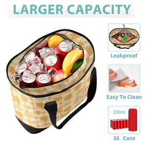 Hawaii Puakenikeni Flower Eco-Friendly Custom Print Palaka Women Picnic Thermal Food Beach Tote Cooler Bag with Zipper Closure - Product Image 5