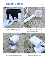 3.7V Rechargeable IPX8 Étanche PVC Portable Douche pour Camping En Plein Air Randonnée Voyage 1L/3L/5L Lumière pour Bain Décontracté