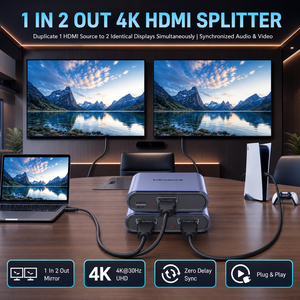 ตัวแยกสัญญาณ HDMI ยี่ห้อ Mindpure แบบ 1 เข้า 2 ออก 1 เข้า 4 ออก 1 เข้า 8 ออก รองรับความละเอียด 4K 30Hz ตัวขยายสัญญาณวิดีโอแบบฮับ <span class=keywords><strong>กล่อง</strong></span>โลหะ รุ่น SW006 - Product Image 2