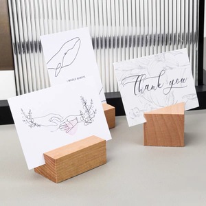 Porte-cartes de visite en bois, support de numéros de table, porte-noms, support de panneau de mariage, présentoirs de rangement, base en bois de hêtre - Product Image 1
