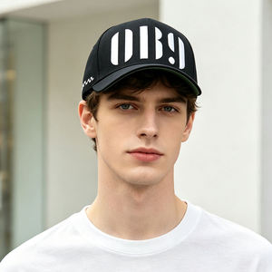 Custom 3D Puff Letter <b>Hat</b> Low MOQ OEM ODM Monocromatic <b>Black</b> <b>White</b> Embroidered Streetwear Cap Structured 5 Panel - Product Image 3