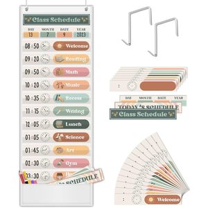Tabla de horarios diarios, gráfico de bolsillo, rectangular vertical, de plástico, para gestión del tiempo, decoración para el aula, regreso a clases, color blanco - Product Image 4