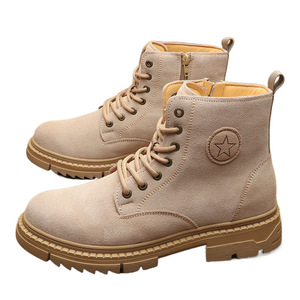 Bottes d'hiver pour hommes avec doublure en fourrure, chaudes, épaisses, imperméables, antidérapantes, bottes Martin à talon moyen, couleur unie, taille adulte 40 - Product Image 5