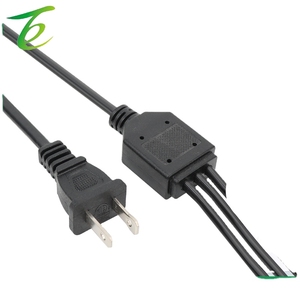 Kabel daya steker AC Stdard satu to tiga Americ, kabel colokan Amerika dua inti, kawat tembaga murni tembaga Bare Tail hitam - Product Image 1
