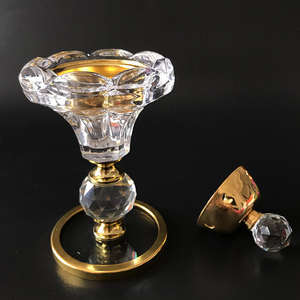 Wholesale Hign Quality Home Decorative Fragrance Crystal <strong>Glass</strong> Incense Oil Burner Crystal <strong>Candle</strong> <strong>Holder</strong> - Product Image 4