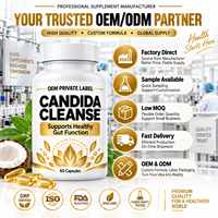Compléments alimentaires à base de plantes en capsules personnalisées pour la purification de la Candida, avec feuille d'origan pour adultes, soutien OEM ODM pour la santé intestinale et du côlon, 60 gélules