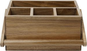Acacia Wood Silverware <b>Caddy</b> Handle Portable Tableware Holder 4 Compartments Multi-Purpose Organizer for <b>Kitchen</b> - Product Image 2