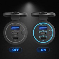 Chargeur de voiture USB double PD Type C 12V et chargeur QC 3.0, prise de courant avec interrupteur marche/arrêt pour bateau, marine, bus, camion