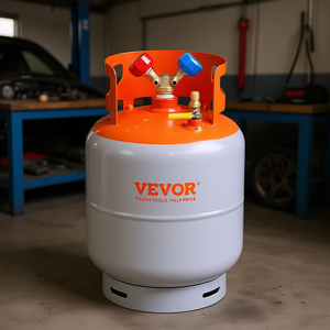Réservoir de récupération de réfrigérant Vevor 50 lb avec valve en Y orange-gris pour utilisation avec liquide et vapeur - Product Image 2