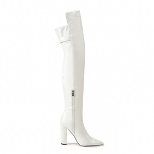 Big Size 47 Wide Fit Shoes Women Chunky High Heel Pointed Toe Thigh High Boots Side Zipper Over the Knee Booties - Product Image 3