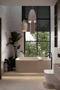 Luxury Freestanding Concrete Bathtub For Hotel Resort Projects OEM Lightweight GFRC Cement Soaking Tub Vietnam Manufacturer - Product Image 2