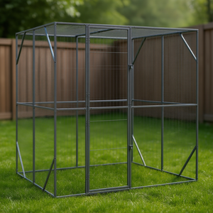 Jaula para Pájaros de Acero Galvanizado 209 X 202 X 214 Cm, Jaula para Mascotas de Color Antracita, Estable para Uso en Interiores - Product Image 2