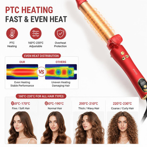 Rizador de Pelo Torlin de 19mm, 25mm y 32mm, Aluminio y Cerámica PTC, 8 Niveles, 160-230°C, LED, Rizador de 3 Barriles, OEM ODM, para Hombres - Product Image 2