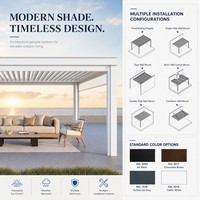 Pergola motorisée en aluminium 20x36 pieds avec finition thermolaquée, porte coulissante en verre 100% étanche, gazebo de jardin extérieur de luxe