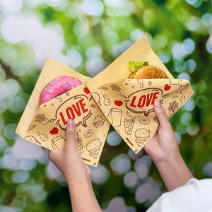 Sac en papier gras personnalisé jetable pour en-cas, hamburgers, frites, sacs à emporter pour chiens, beignets, sandwichs, déjeuner, nourriture, sacs de boulangerie biodégradables - Product Image 1