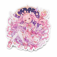Autocollants PVC personnalisés Anime Magic Girl, couleurs vives, résistants aux UV, découpés, Kawaii Manga, mignons, imperméables, en vinyle, pour merchandising de dessins animés