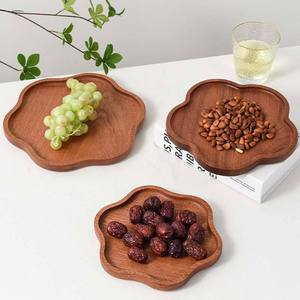 Assiettes rondes en bois d'acacia, légères, pour servir des en-cas, des fruits, des bonbons, des noix et des desserts - Product Image 3