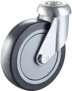 5 Inch Shopping caster wheel Swivel Bolt Hole style Swivel Grey Rubber Caster shopping cart wheels