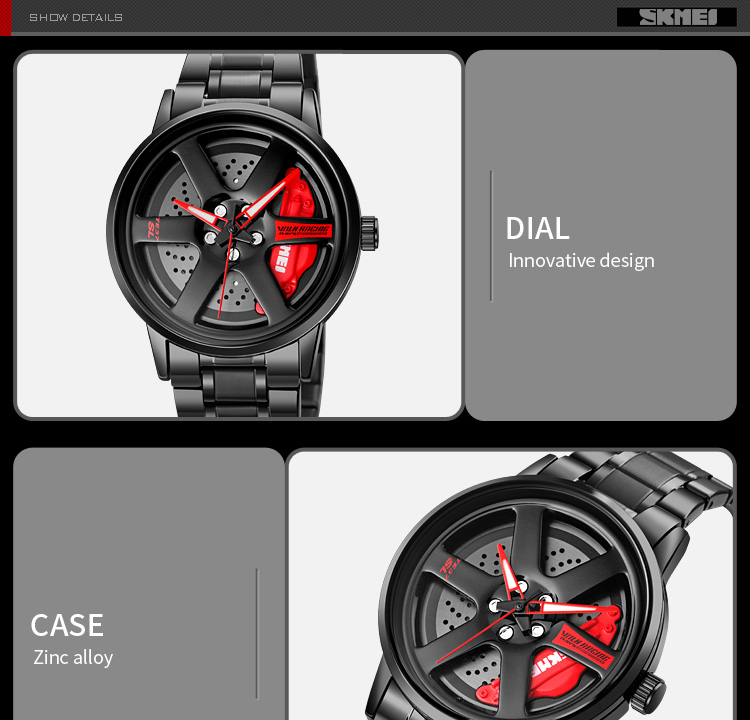SKMEI 1787 New Wheels Rolling Creative Fashion Men's Watch Che Youhui League Fans Butterfly Double Snap Gift Wristwatch
