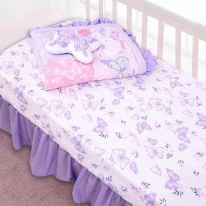 3 Pieces Floral Butterfly Baby Crib Bedding Set Includes Comforter Fitted Sheet Crib Skirt - Product Image 6