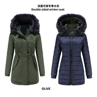 2026 manteau d'hiver décontracté grande taille pour femmes avec col en fourrure double face détachable veste Parker matelassée avec chapeau détachable
