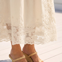 Robe longue à bretelles spaghetti pour femme, style bohème, avec ourlet brodé, fabrication sur mesure pour marque privée