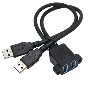 Dual Port Usb 3.0 Extension Cable With <b>Screw</b> Holes 1m <b>Copper</b> Wire Injection Molded For Computer Accessories - Product Image 3