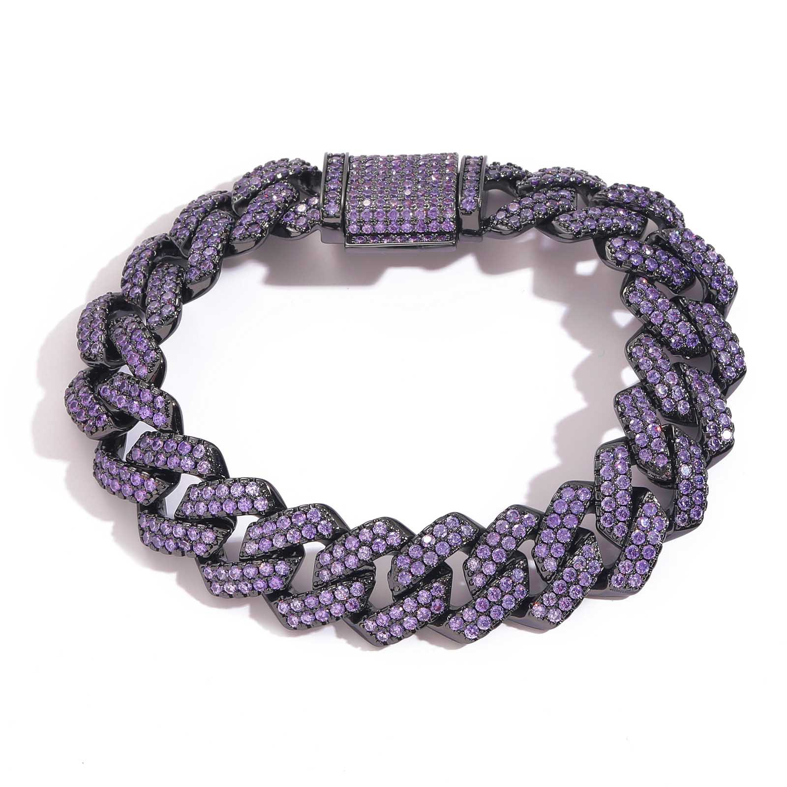 【BLACKPURPLE】BP Icebold Cuban Chain Bracelet Man 18mm BLACKPURPLE】BP Icebold Cuban Chain Bracelet Man 18mm