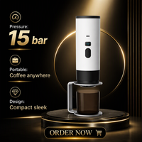Machine à expresso portable 3 en 1, cafetière à capsules, 15 bars, auto-chauffante, pour le bureau, le camping-car