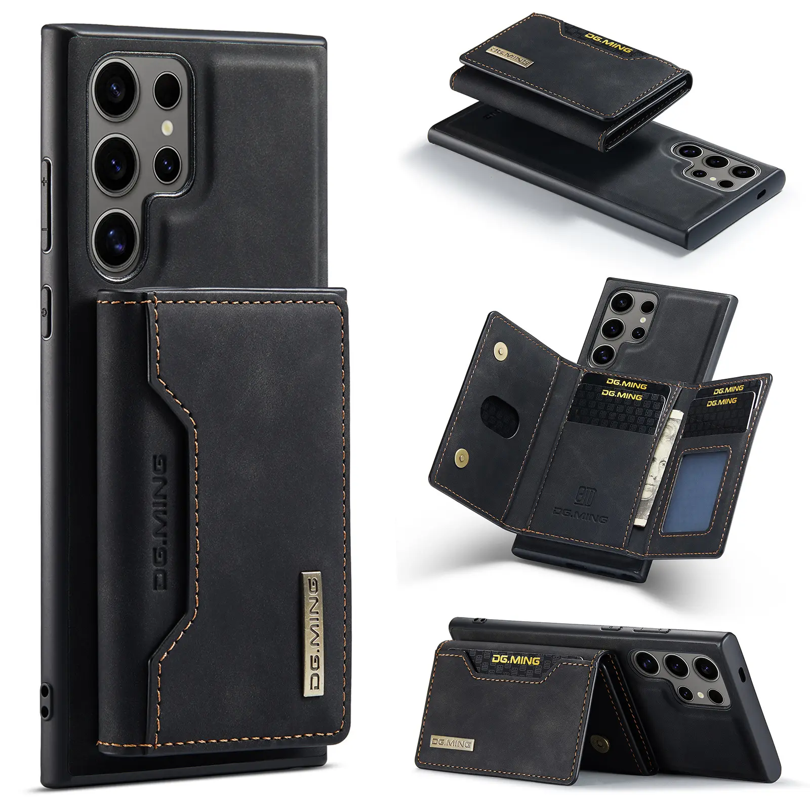 Samsung S24 Ultra kredi kartı cüzdanı kılıf için cep telefonu çanta, Samsung S24 S23 arka kapak için çıkarılabilir deri durumlarda