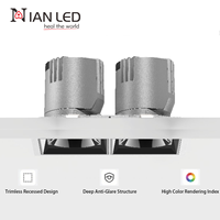 Plafonnier encastré LED COB carré ou rectangulaire blanc/noir, à têtes simples, doubles ou triples, orientable, 7W-60W