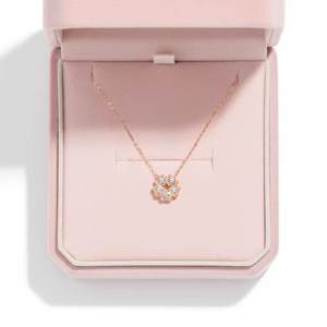 Collar con Colgante de Diamantes Naturales y Oro Sólido de 18K, Diseño de Corazón de Cinco Hojas, Joyería Fina para Mujer, Venta al Por Mayor - Product Image 6