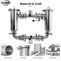Boîtier de filtre à air duplex à service continu en acier inoxydable, unité de filtration de gaz en ligne pour systèmes pneumatiques industriels, fournisseur OEM