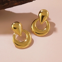 9 Styles de Boucles d'Oreilles Pendantes Géométriques Plaqué Or en Acier Inoxydable Hypoallergénique et Étanche, Tendance et en Gros
