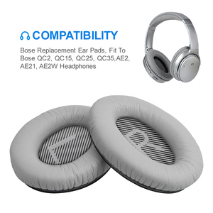 Coussinets d'oreille de remplacement gris clair pour <span class=keywords><strong>Bose</strong></span> QuietComfort <span class=keywords><strong>QC</strong></span> 2 15 25 <span class=keywords><strong>35</strong></span>, coussinets pour QC2 QC15 QC25 QC35 SoundTrue SoundLink - Product Image 2
