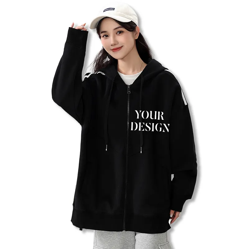 hot sale men's heat transfer cotton fleece customized print logo unisex zipper-up fashion hoodies