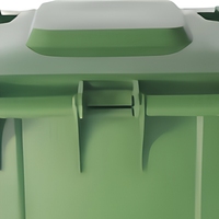 Poubelle carrée de 240 L, bac à déchets mobile avec couvercle, conteneur à ordures à roulettes pour parc, jardin, trottoir