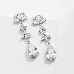 RAKOL EP5077 Wholesale Waterdrop Earrings 2021 Latest Design Cubic Zirconia Charm Stud Earrings Jewellery - Product Image 3