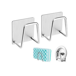 Support adhésif pour éponges de cuisine, organiseur de rangement pour évier, accessoires de cuisine en acier inoxydable - Product Image 1