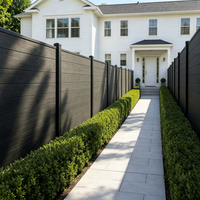 Clôture en WPC à grain de bois gris foncé naturel, lattes horizontales durables pour jardin, clôture composite bois-plastique, anti-UV, faible entretien