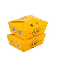 Logo Gedrukt Geel Wegwerp Biologisch Afbreekbaar Vierkante Papier Nemen Lunch Dozen En Voedsel Nemen Weg Papier Sushi Takeaway Doos