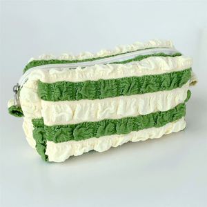 Bolsa de Maquillaje Plegable de Fábrica BSCI, con Rayas Verdes a Juego, Bolsa de Almacenamiento Premium para Artículos de Aseo, de Gran Capacidad - Product Image 3