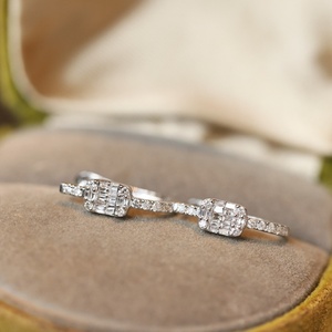 Pendientes Huggie de Oro Blanco Sólido de 18K Xinfly con Diamantes Naturales, Mosaico de Baguette, 0.27ct, Engaste Micro-Pavé, Joyería Fina - Product Image 6
