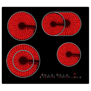 Table de cuisson électrique à 4 brûleurs encastrée en vitrocéramique avec <span class=keywords><strong>plaque</strong></span> en céramique durable - Product Image 2