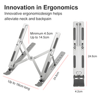 Nouveau Support d'Ordinateur Portable en Alliage d'Aluminium Réglable 7 Niveaux avec Conception Pliable et Rotative Compatible avec les Ordinateurs Portables de 10" à 17.2" pour Bureau